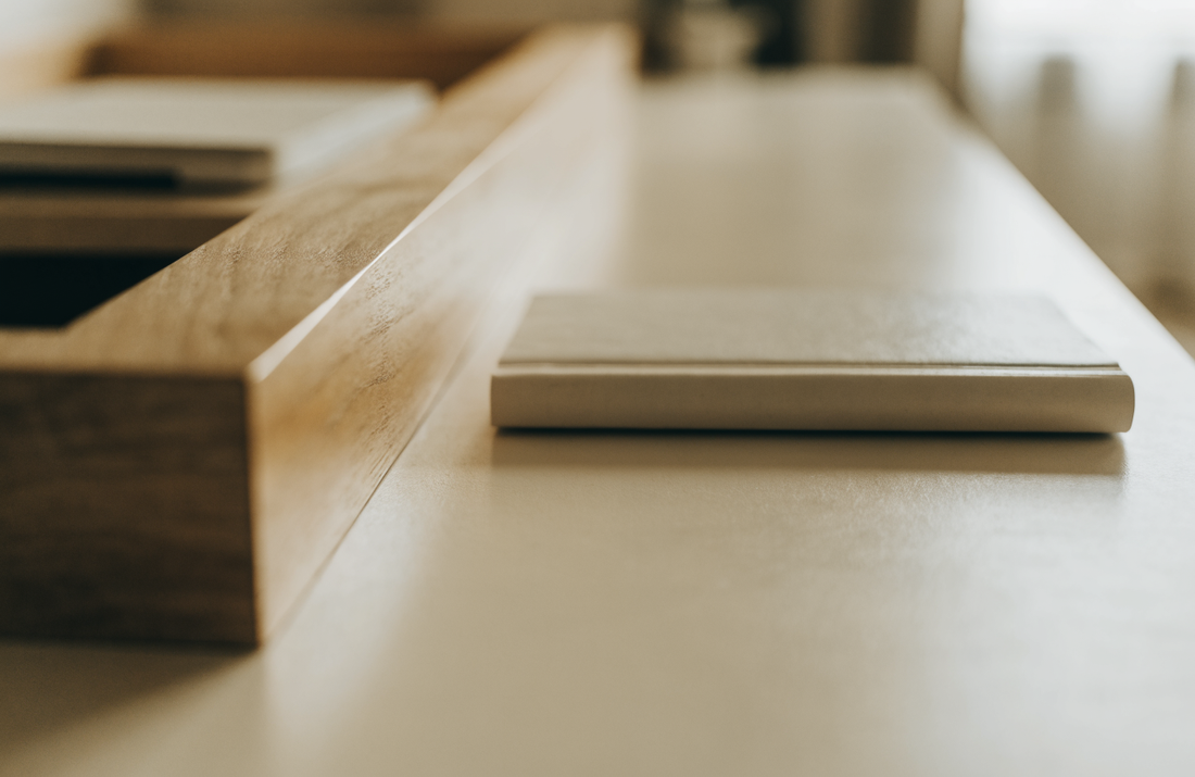 Placeholder editorial still life of a tidy desk corner