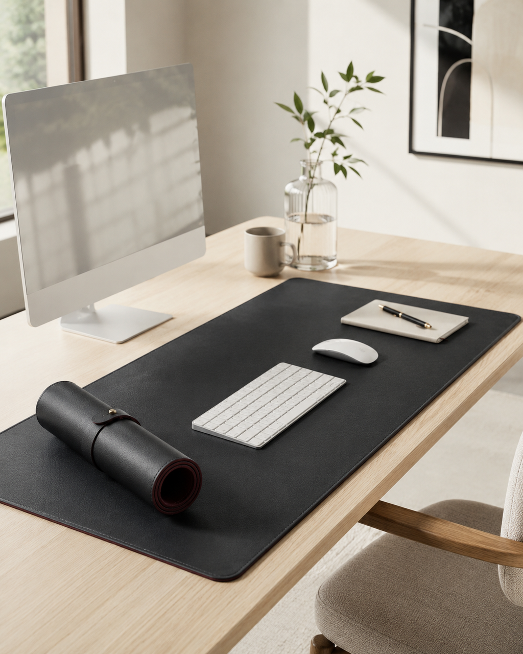 Reversible PU Leather Desk Mat & Extended Mouse Pad, 800 × 400 mm