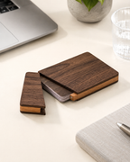 Black Walnut Business Card Case, Slim Wooden Card Holder for Pocket & Desk