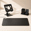 The Focus Setup: charging desk mat, laptop stand and Charge Post.