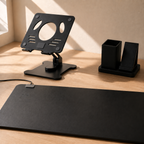 The Focus Setup: charging desk mat, laptop stand and Charging Post.