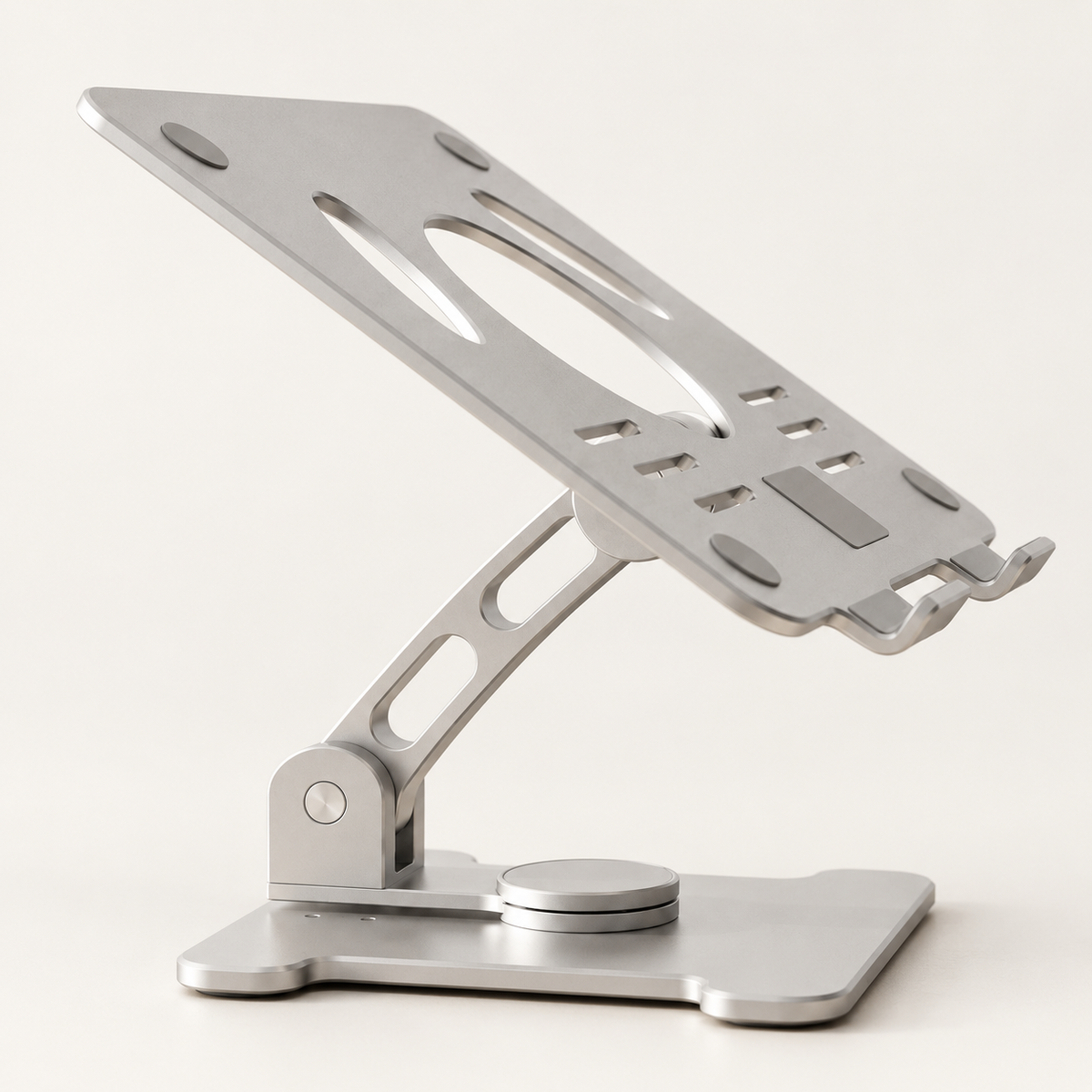 Silver aluminium Lift Stand with adjustable frame and silicone contact pads
